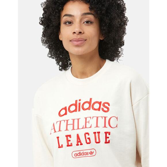 adidas Tops - Adidas Collegiate Oversized Cream Crew Neck French Terry Sweatshirt Women Sz 3X